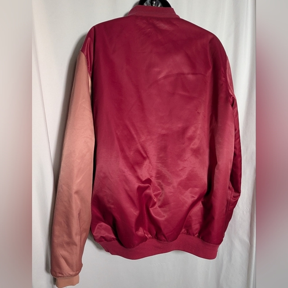 NIKE AIR JORDAN MENS SATIN JACKET FULL ZIP RED & PINK | Size L - Picture 4 of 11